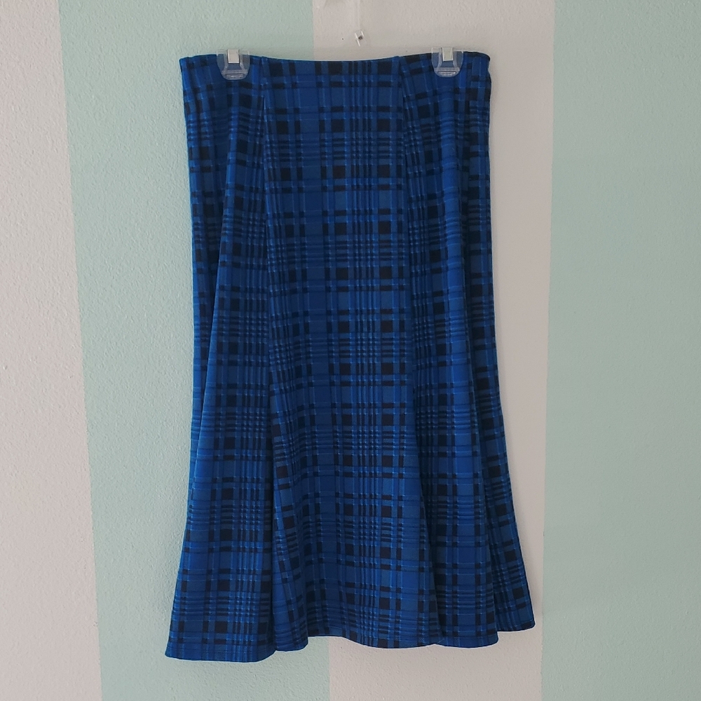 Elegant Blue Checkered A-Line Skirt‎